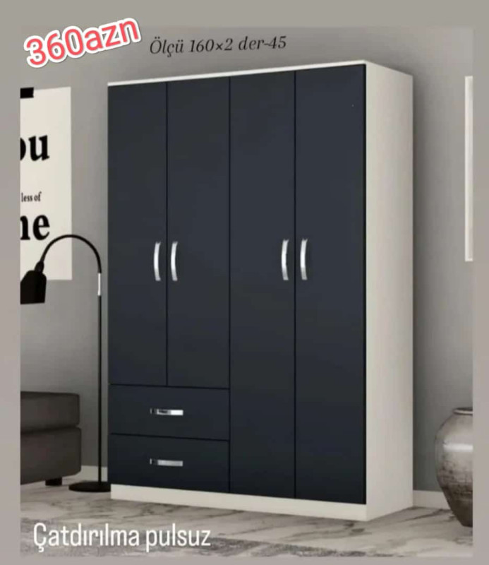 4Qapili dolab Sifarişi 4Qapili dolab Sifarişlə hazırlanır Rəng seçimi var Ölçü