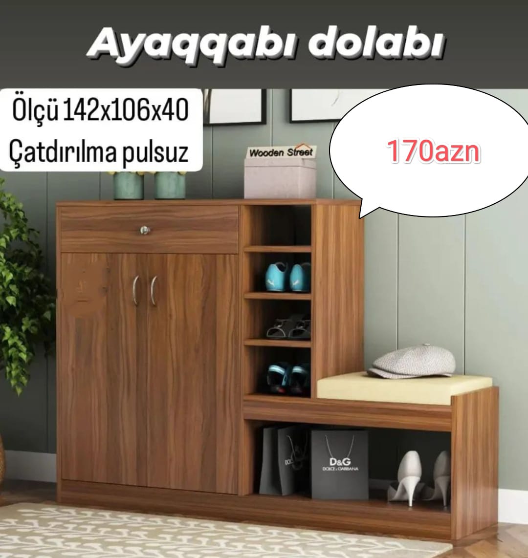 Ayaqqabı şkafı Sifarişlə hazırlanır Rəng seçimi var Ölçü