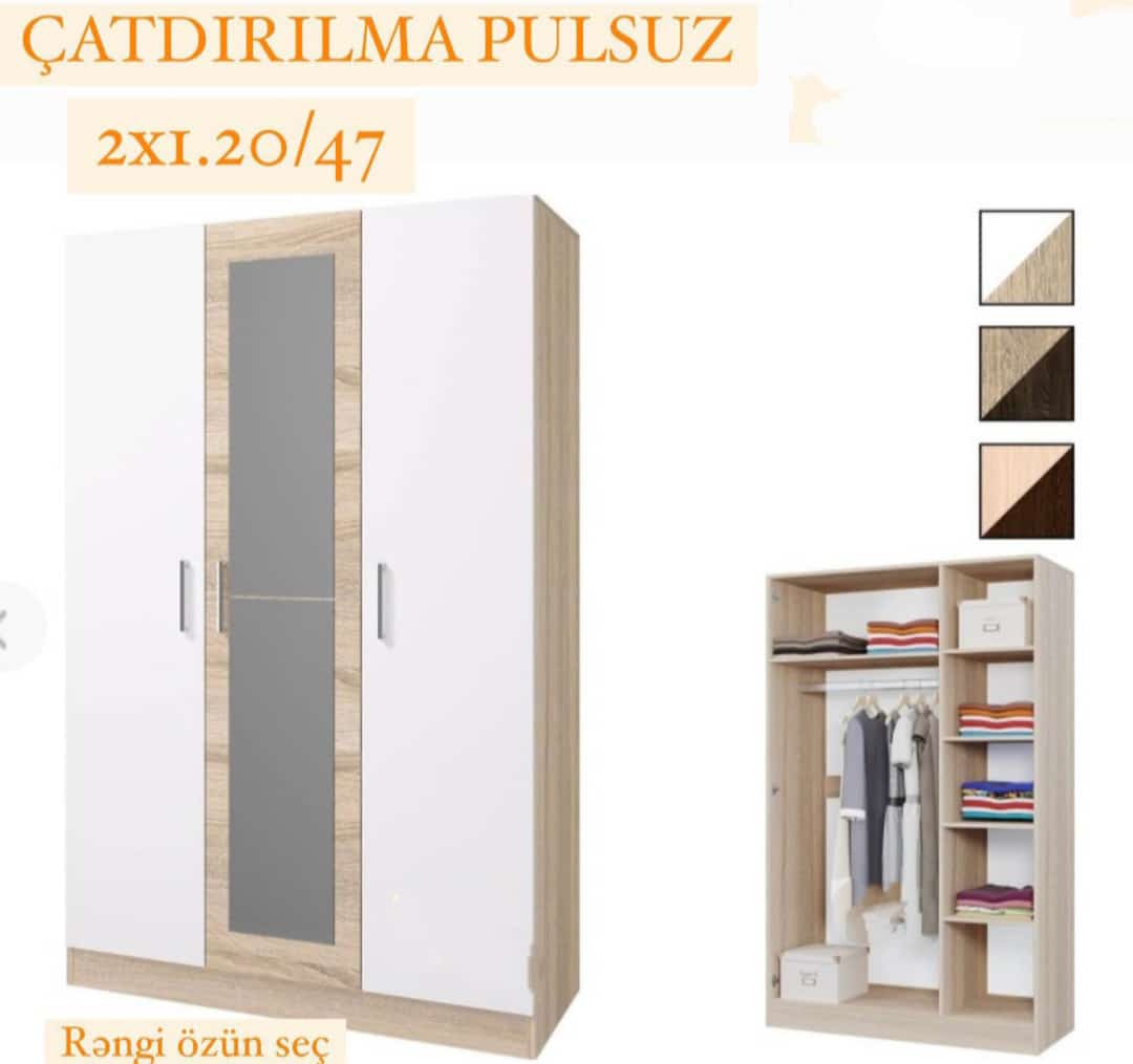 Paltar şkafı Sifarişlə hazırlanır Rəng seçimi var Ölçü