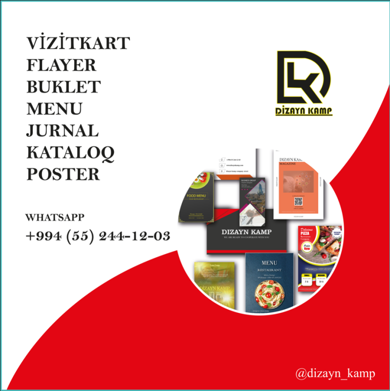 Poliqrafiya & Dizayn Whatsapp +994 (55) 244-12-03 Vizitkart Flayer Buklet Menu