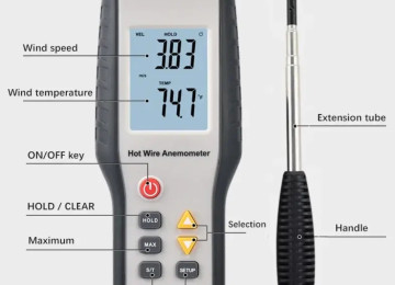 Anemometr. Model: HTI HT-9829 - Külək sürəti və temper