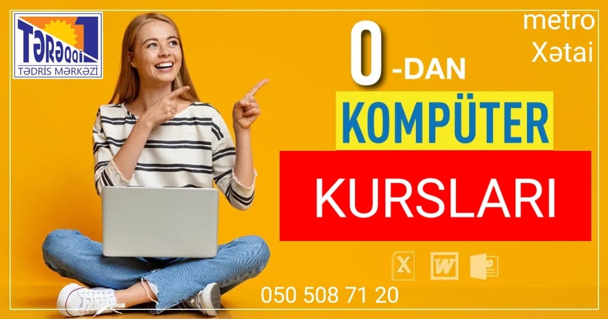 Kompüter kursları Böyüklər və məktəblilər üçün Tədris