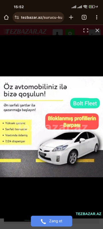 Bolt feet qeydiyyat olunur Salam Bolt Fleet Hesabin acilmasi bloklanmis hesablarin