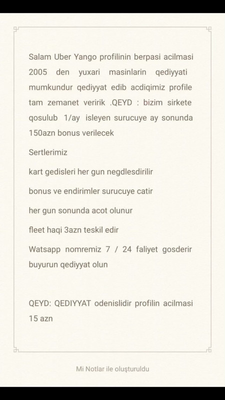 Salam Uber Yango profilinin berpasi acilmasi 2005 den