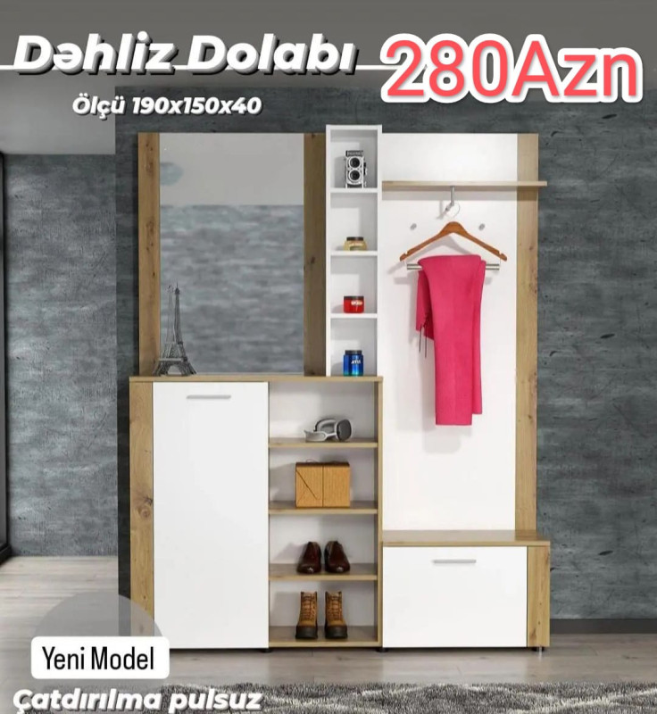 Dəhliz dolabı Dəhliz dolabı Sifarişlə hazırlanır Rəng seçimi var Ölçü