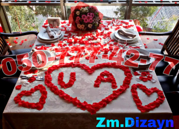 Dekorlar surpriz. Romantik dekor. Surpriz bezedilme.
