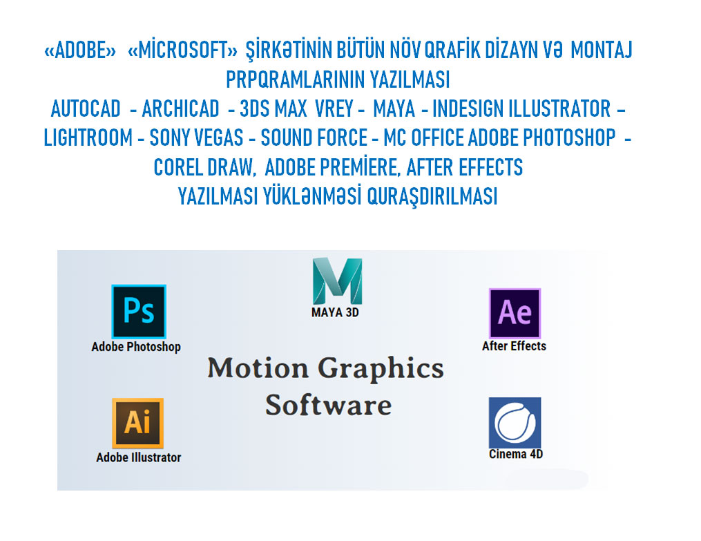 XDizayn montaj qrafik ve Adobe proqramlarinin yuklenmesi