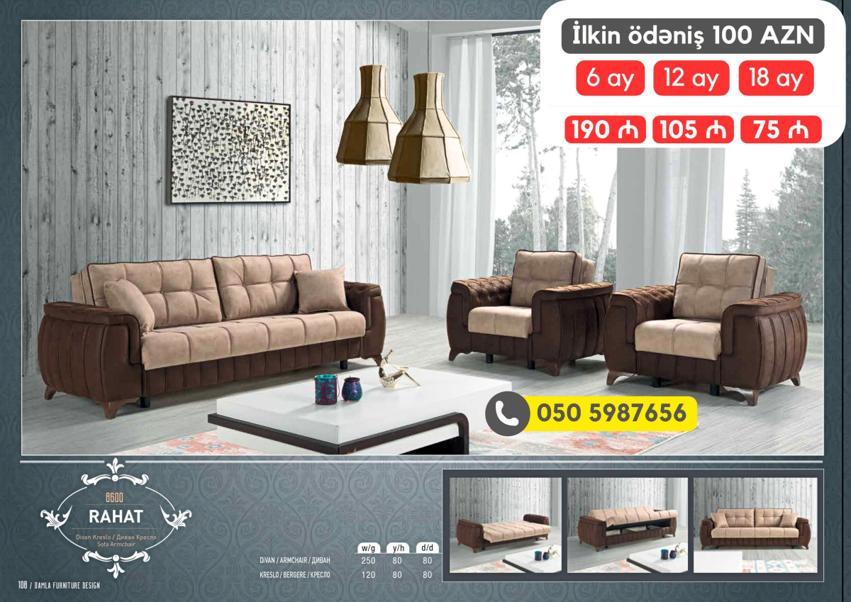 Divan kreslo dəstləri | KREDİTLƏ Modern, avanqard və klassik yumşaq mebel dəstləri tək