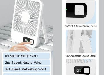 Stolüstü USB və batareya ilə işləyən ventilyator batareya