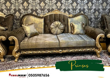 Klassik dizaynda Prinses yumşaq mebel dəsti kreditlə ayda