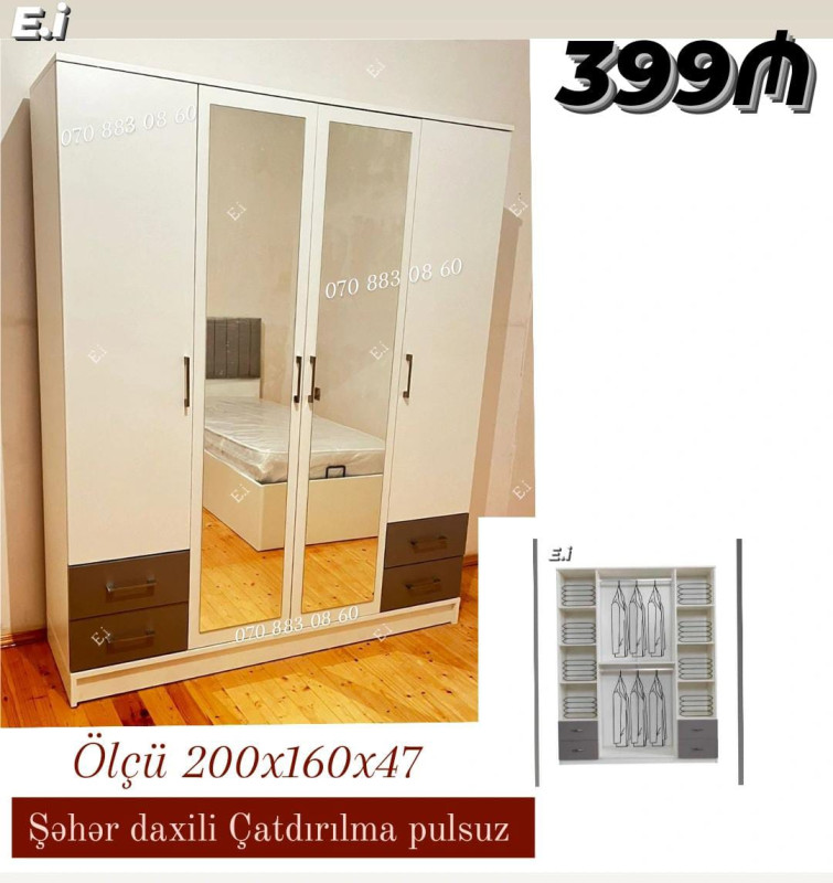 Dolab 4 qapılı *4 Qapılı Dolab 399Azn💥* ✔️Rəng seçimi var *💥Təhvil qısa