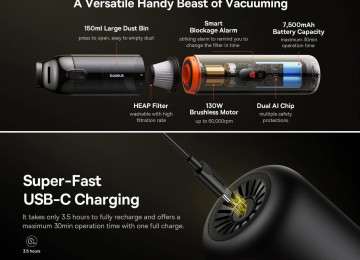 Yeni. Çatdırılma var 16.000Pa/130W Super Güclü, 30 dəqiqəyə