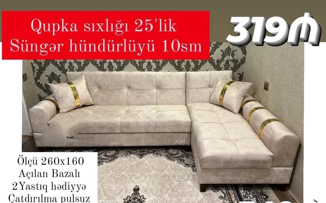 Künc divan Sifarişlə hazırlanır Rəng seçimi var Ölçü