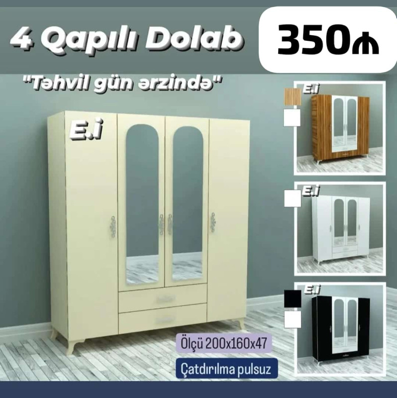 Paltar dolabı *4 Qapılı Dolab 350 AZN 💥* *""Endirim Məhdud sayda""*