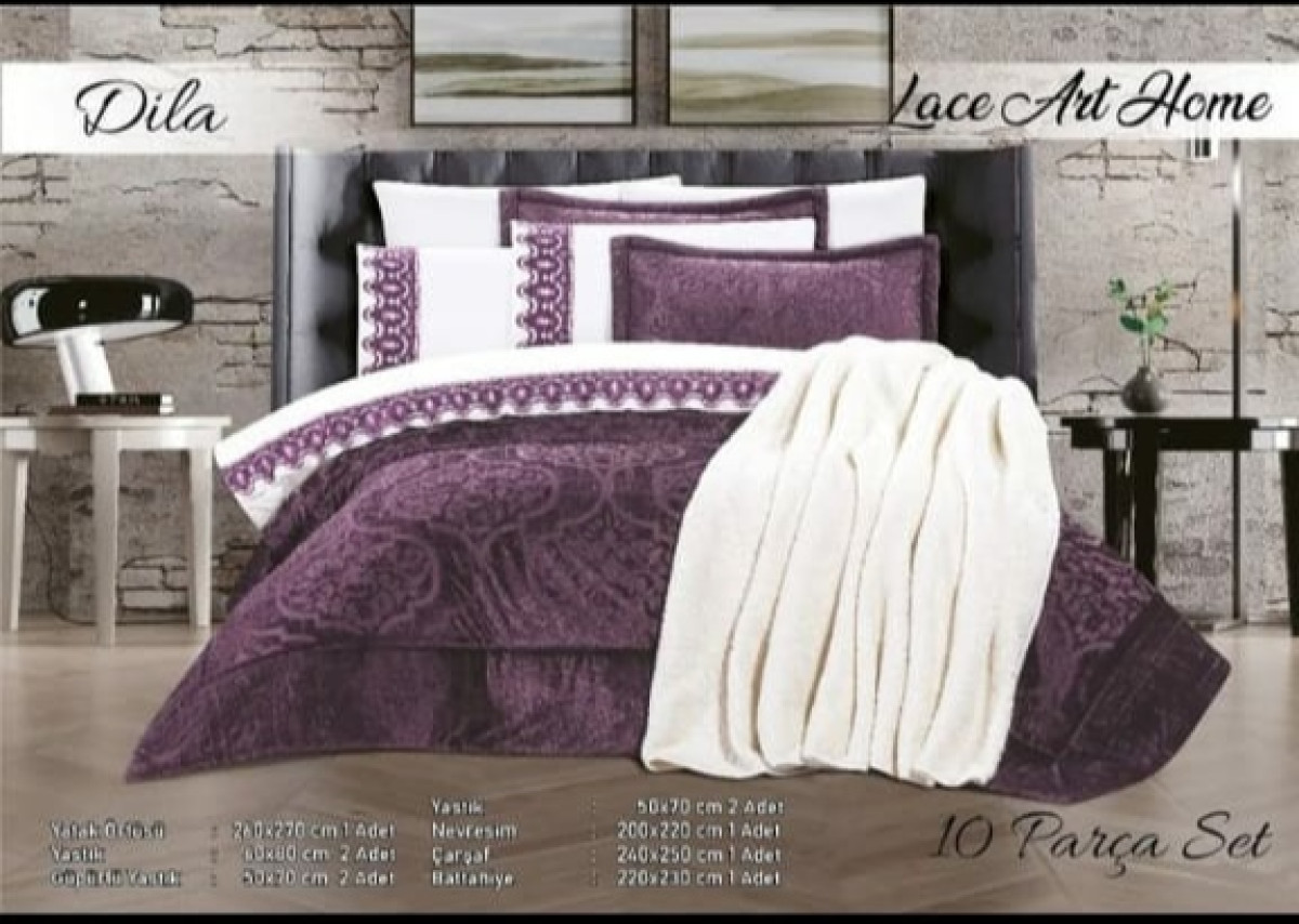 Lace Art Home Collection Dila cüt nəfərlik cehiz yataq