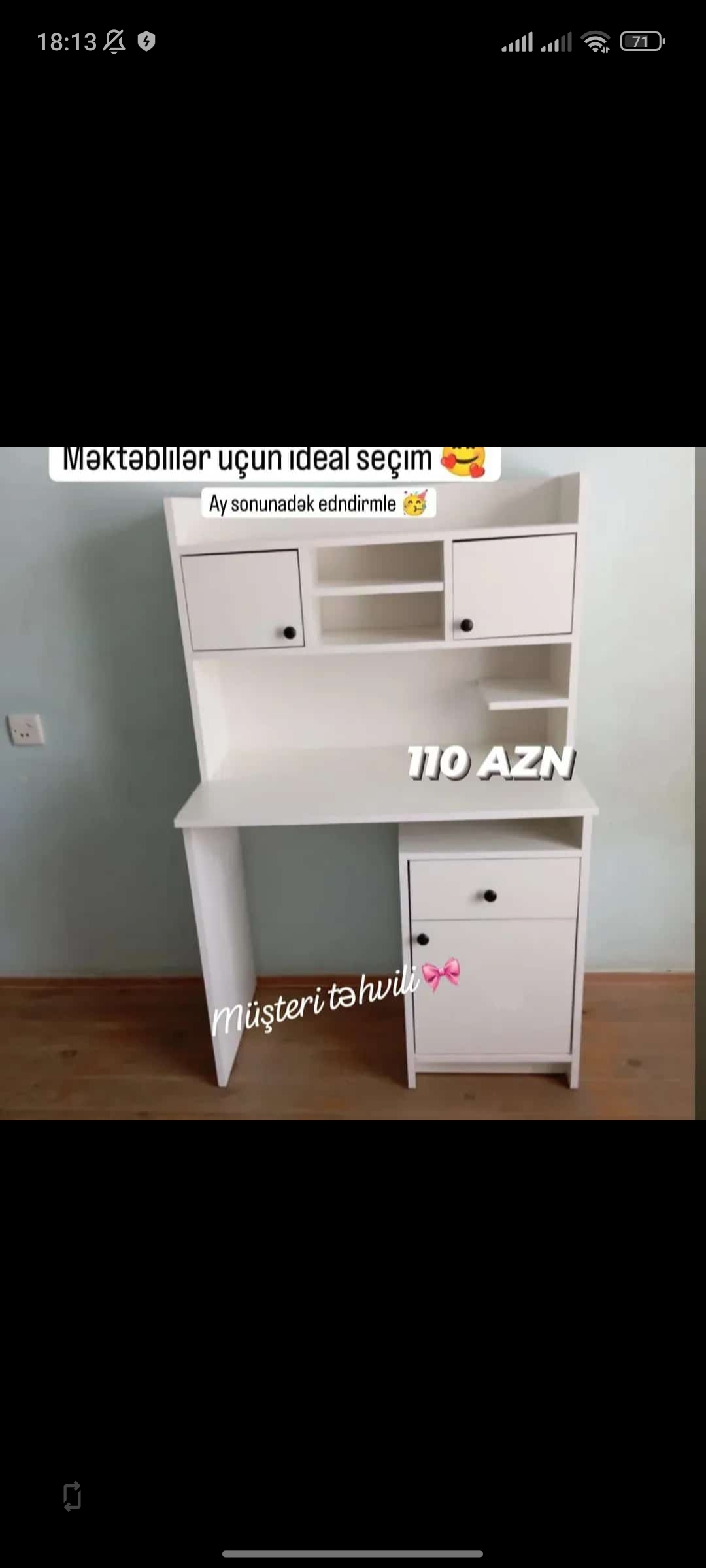 Yazı masası Sifarişlə hazırlanır Rəng seçimi var Qiymət