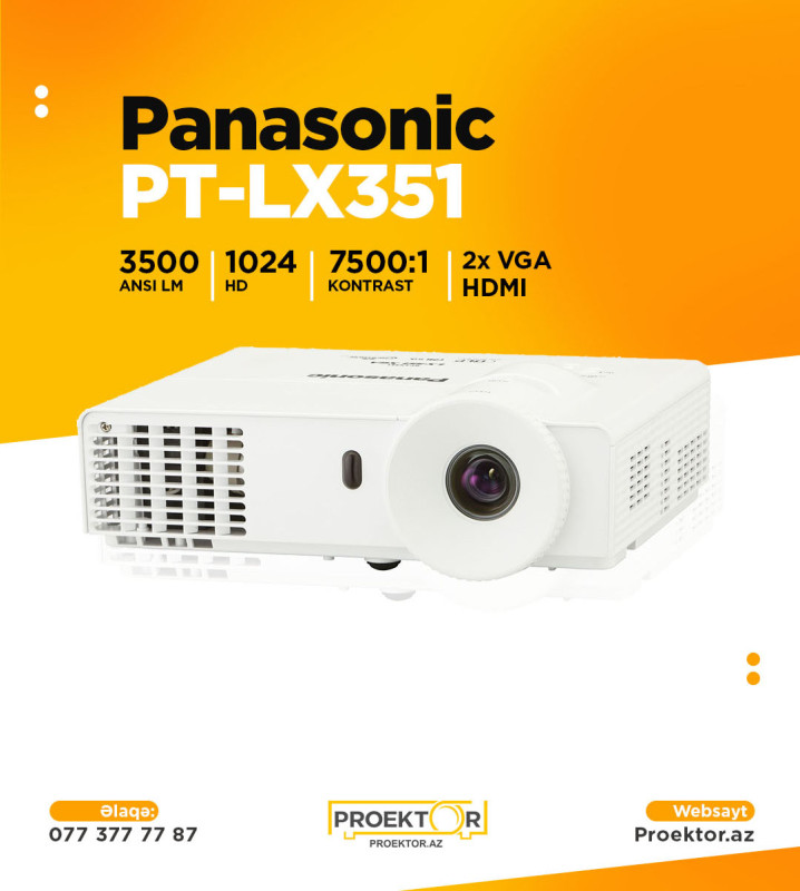 Proyektor "Panasonic PT LX351" Proektor Panasonic Yeni, qutusunda cox işıqlı göstərir.