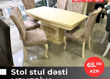 Diqqət! Onlarla çeşidlə gəldik! Stol stul dəstlərini indi 3