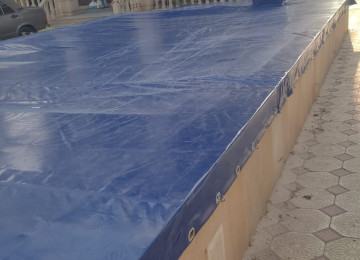 Tent. Baseyn üçün tent . Hovuz üçün tent tikilişi.