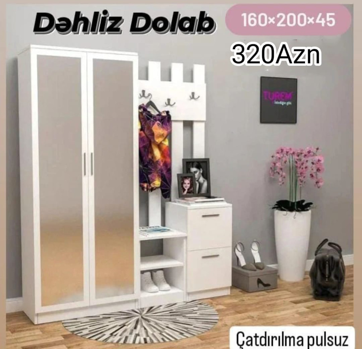 Dəhliz dolabı Dəhliz dolabı Sifarişlə hazırlanır Rəng seçimi var Ölçü