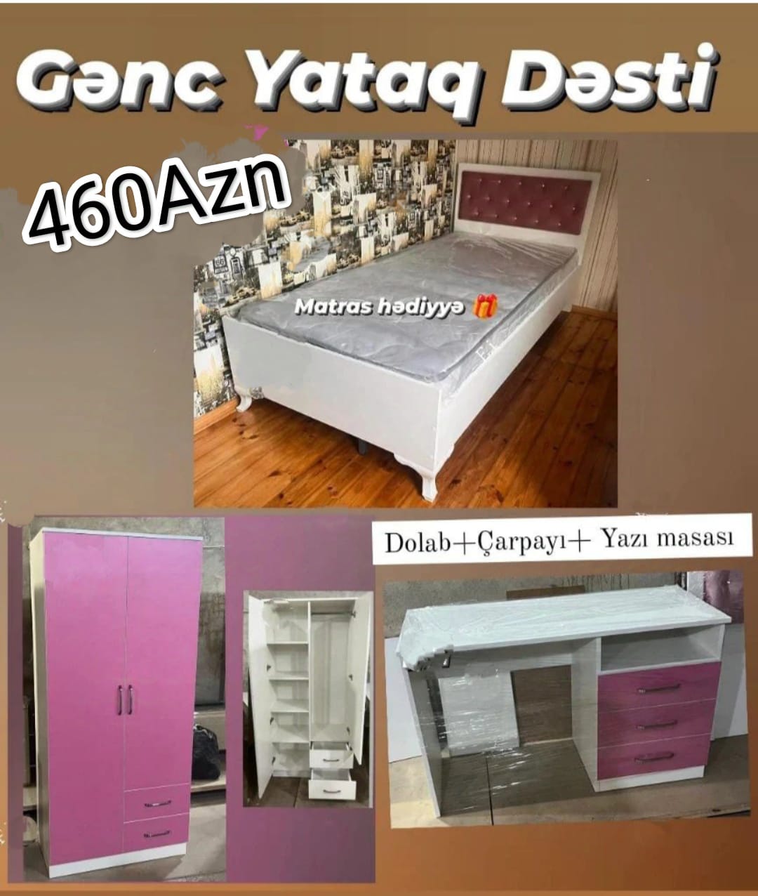 Gənc qız dəsti Sifarişlə hazırlanır Rəng seçimi var Matras