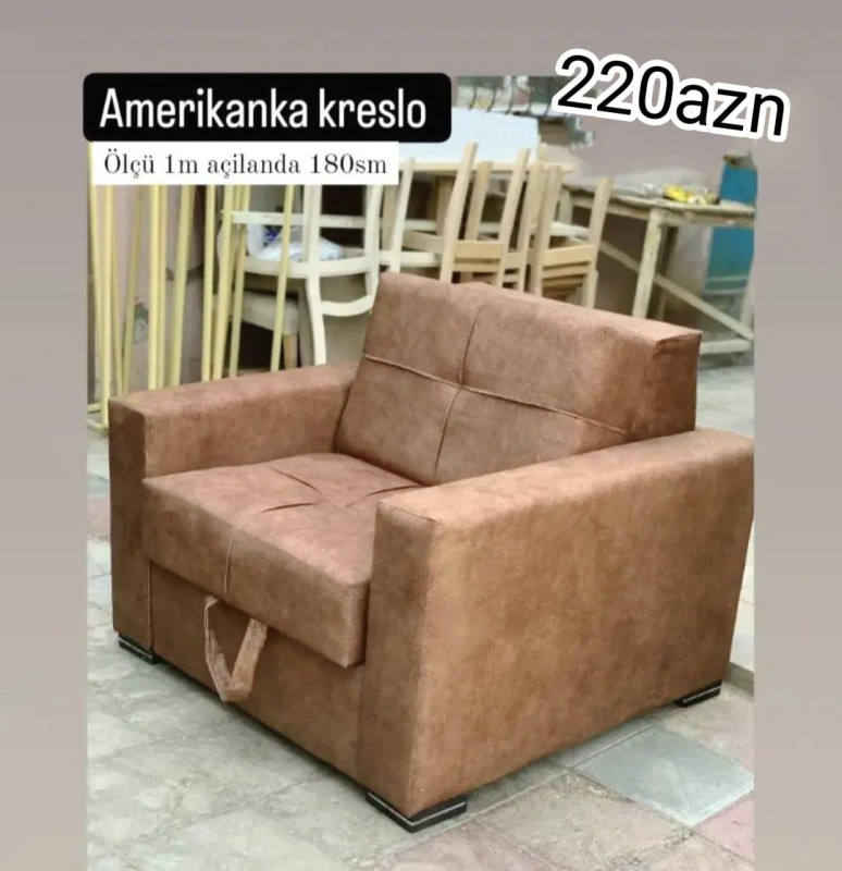 Amerikanka kreslo Amerikanka kreslo Sifarişlə hazırlanır Rəng seçimi var Ölçü