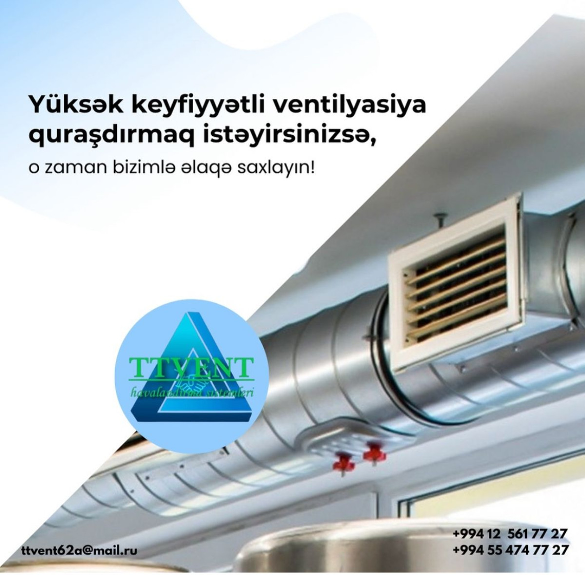 Havalandırmanın satışı, quraşdırılması və təmiri Havalandırmanın satışı, quraşdırılması və təmiri Qiyməti: