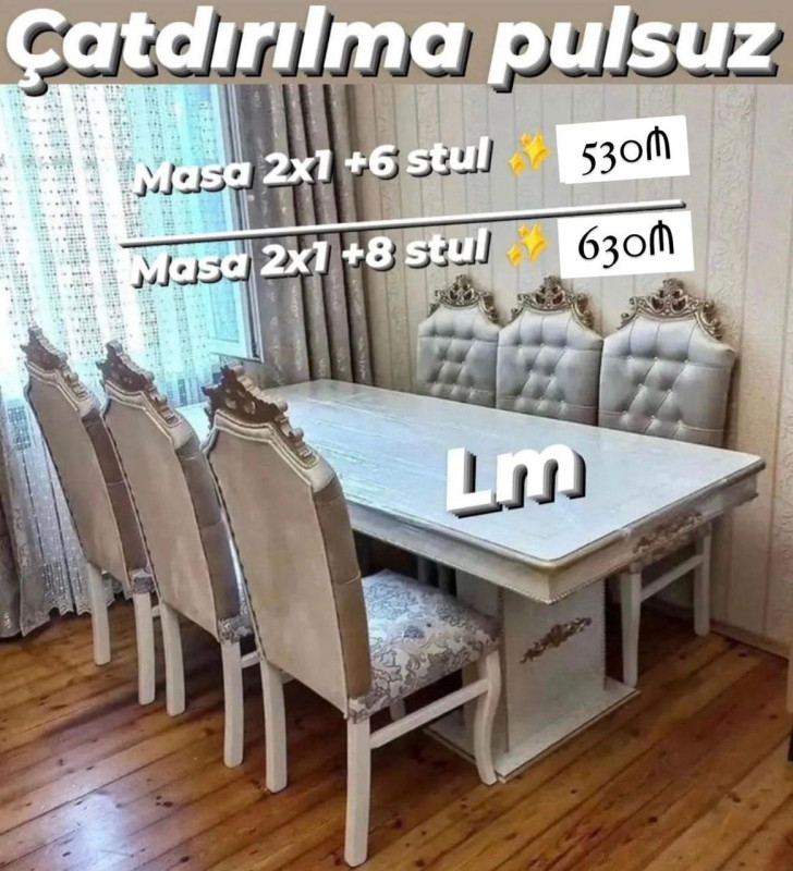 Stol stul desti *Möhtəşəm _TACMARAL_ masa dəsti*👑 *Yüksək keyfiyyətlə*