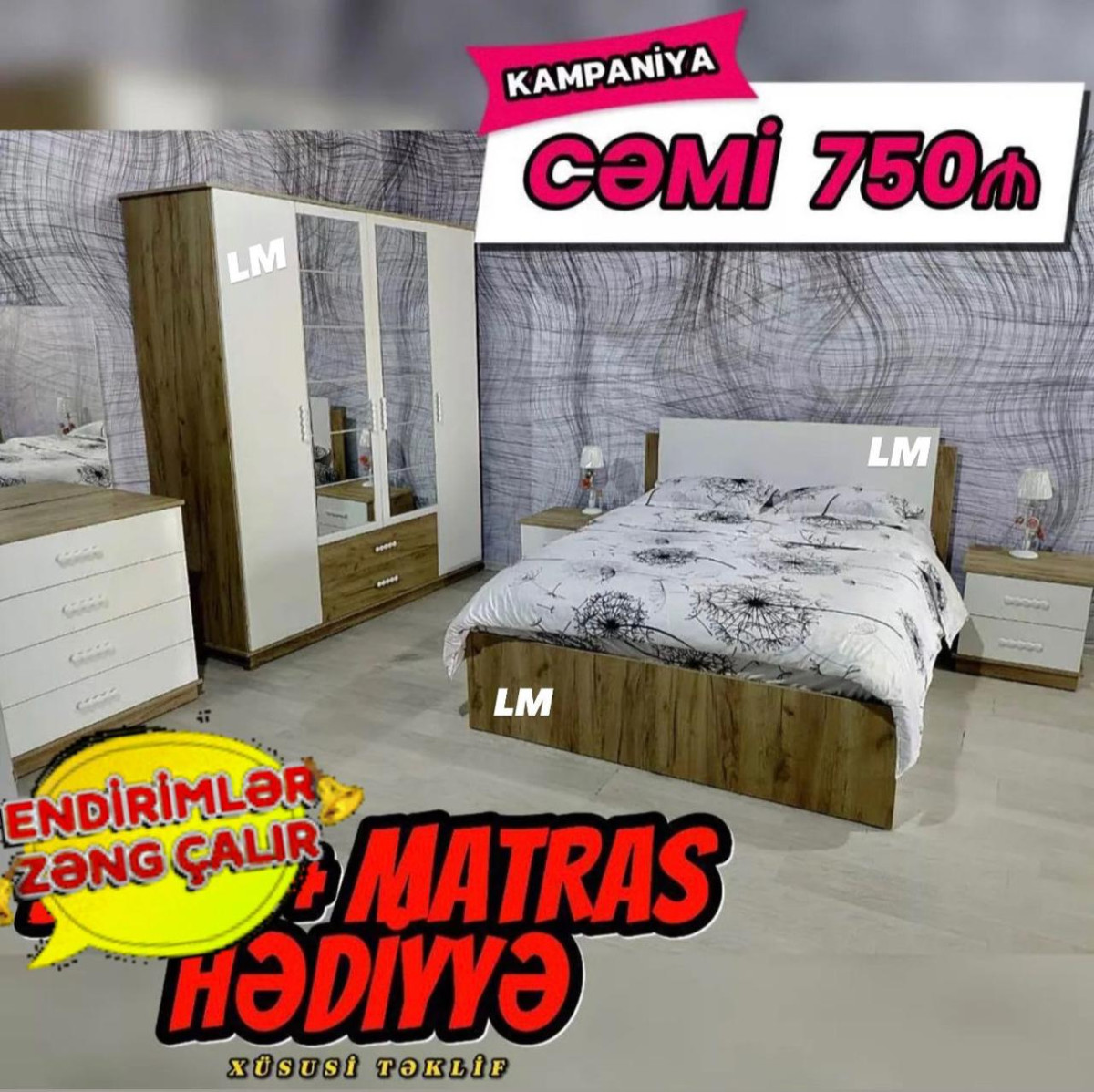 Yataq otağı mebeli *Yataq dəsti* *Sifarişlə və yeni* Qiymət : *750₼* Dəstə