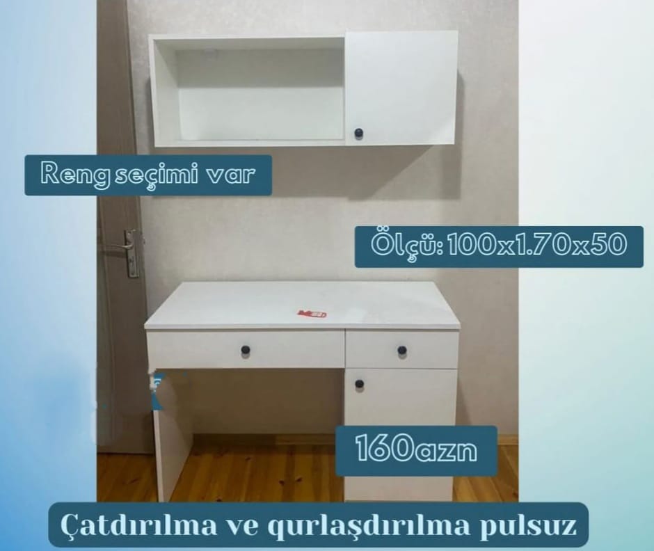 Yazı masası Sifarişlə hazırlanır Rəng seçimi var Ölçü