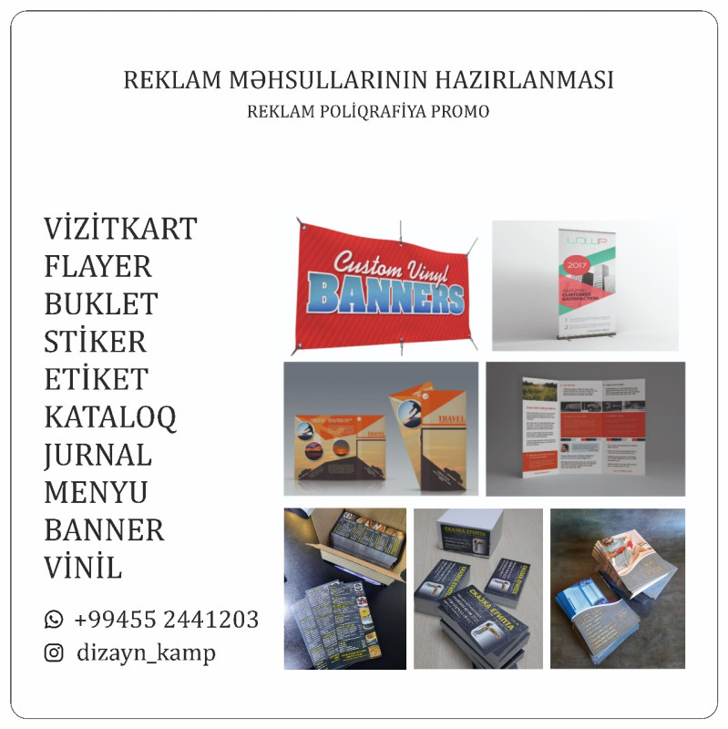 Reklam Poliqrafiya Reklam məhsullarının hazırlanması ✅Vizitkart ✅Flayer