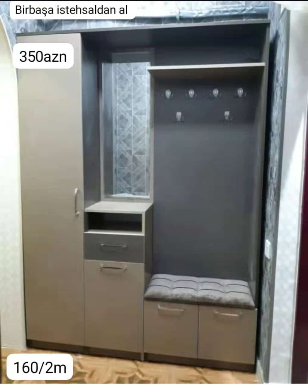 Koridor şkafi Sifarişlə hazırlanır Rəng seçimi var Ölçü