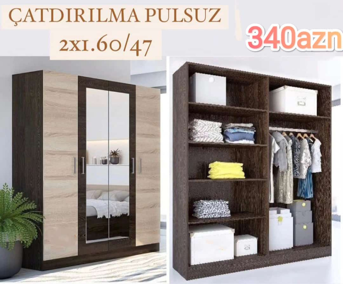 Paltar şkafı Paltar şkafı Sifarişlə hazırlanır Rəng seçimi var Ölçü