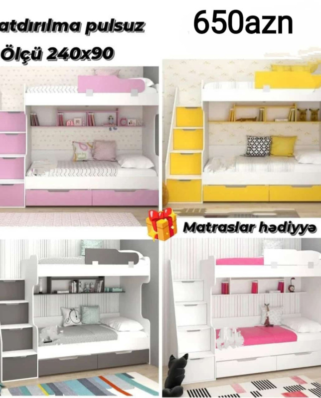 İkimərtəbəli çarpayı Sifarişlə hazırlanır Rəng seçimi var