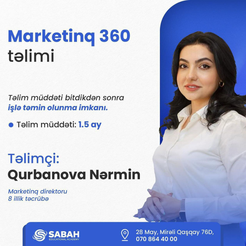 📣 “Marketinq 360” təliminə yeni qrup qeydiyyatı başladı! 🎯