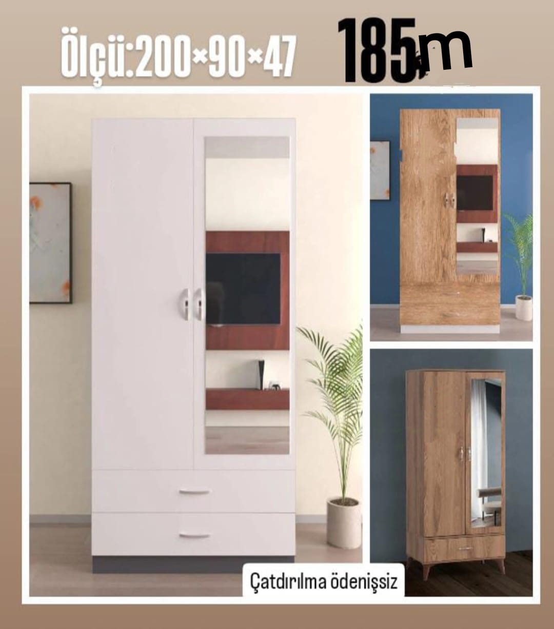 2Qapili şkaf Sifarişlə hazırlanır Rəng seçimi var Ölçü