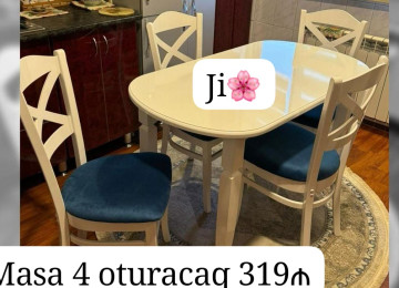 Metbex üçün stol stul dəsti 4 stul 1 masa ✔️stullarda reng