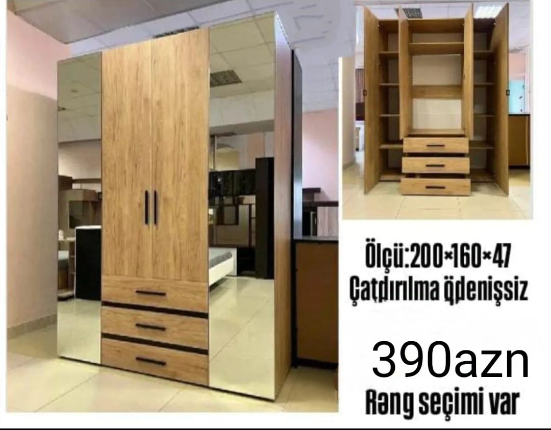 Paltar dolabı Sifarişlə hazırlanır Rəng seçimi var Ölçü