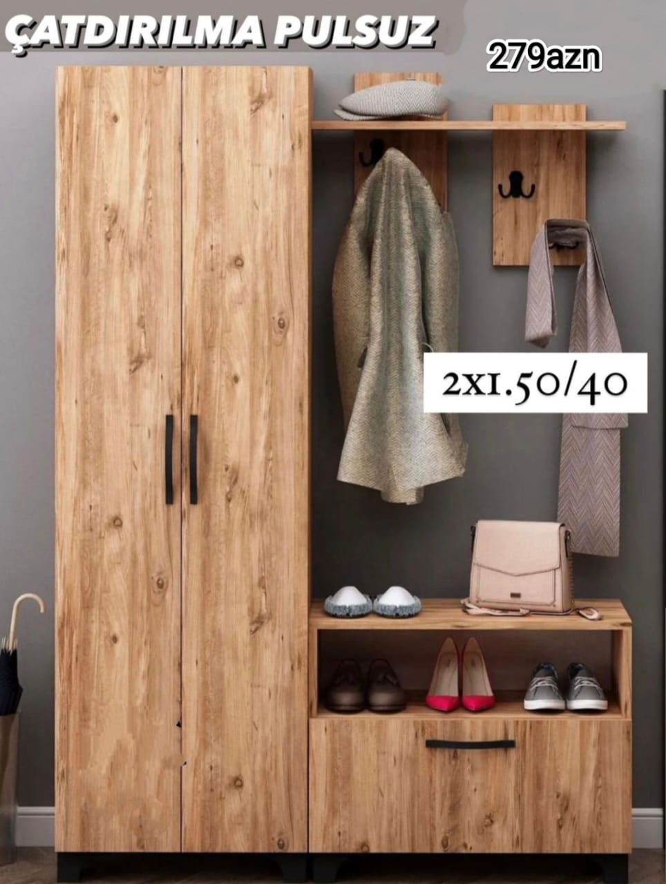 Dəhliz dolabı Sifarişlə hazırlanır Rəng seçimi var Ölçü