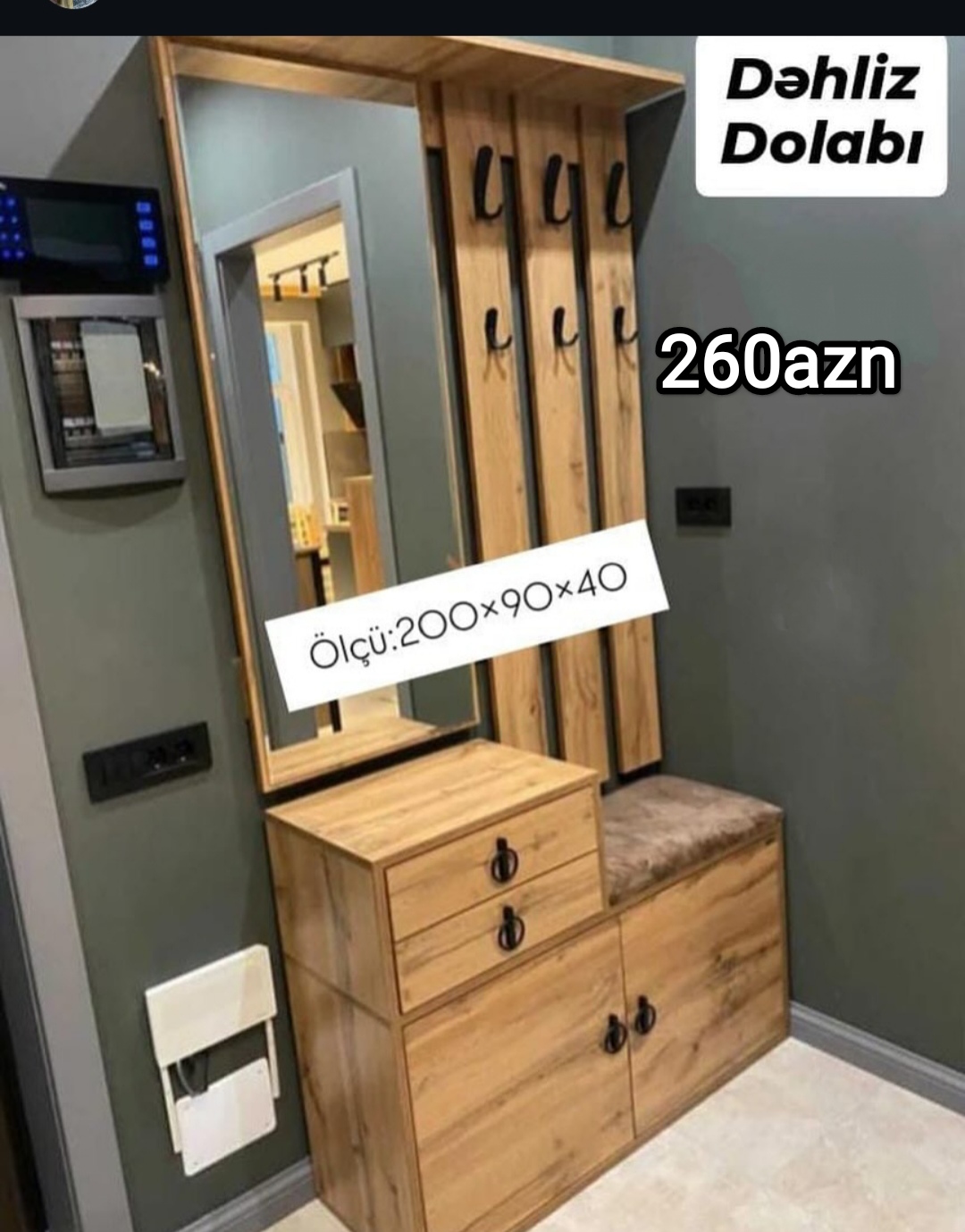 Dəhliz dolabı Sifarişlə hazırlanır Rəng seçimi var Ölçü