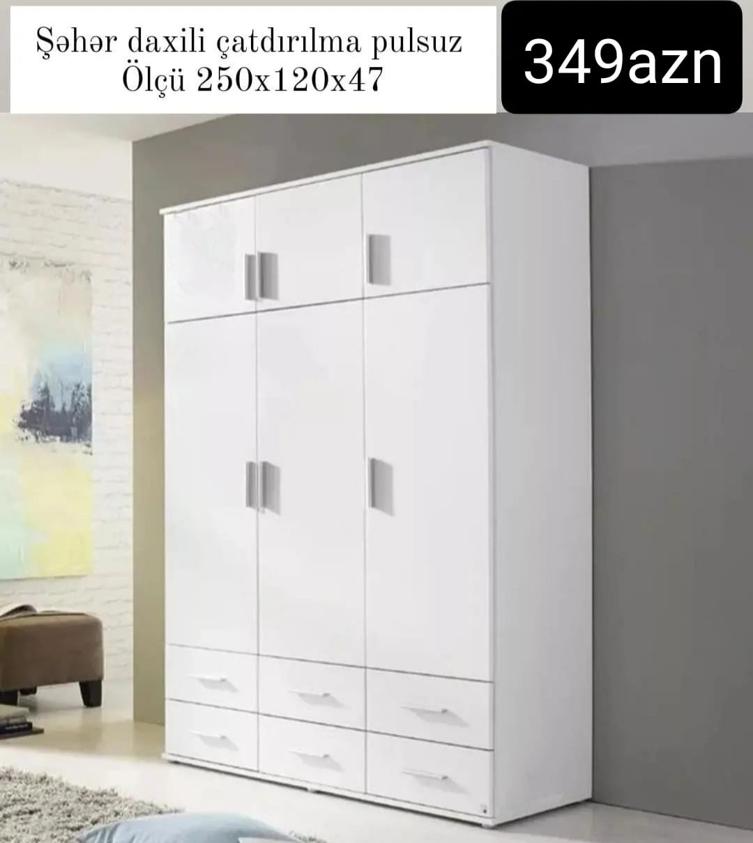 Paltar dolabı Sifarişlə hazırlanır Rəng seçimi var Ölçü