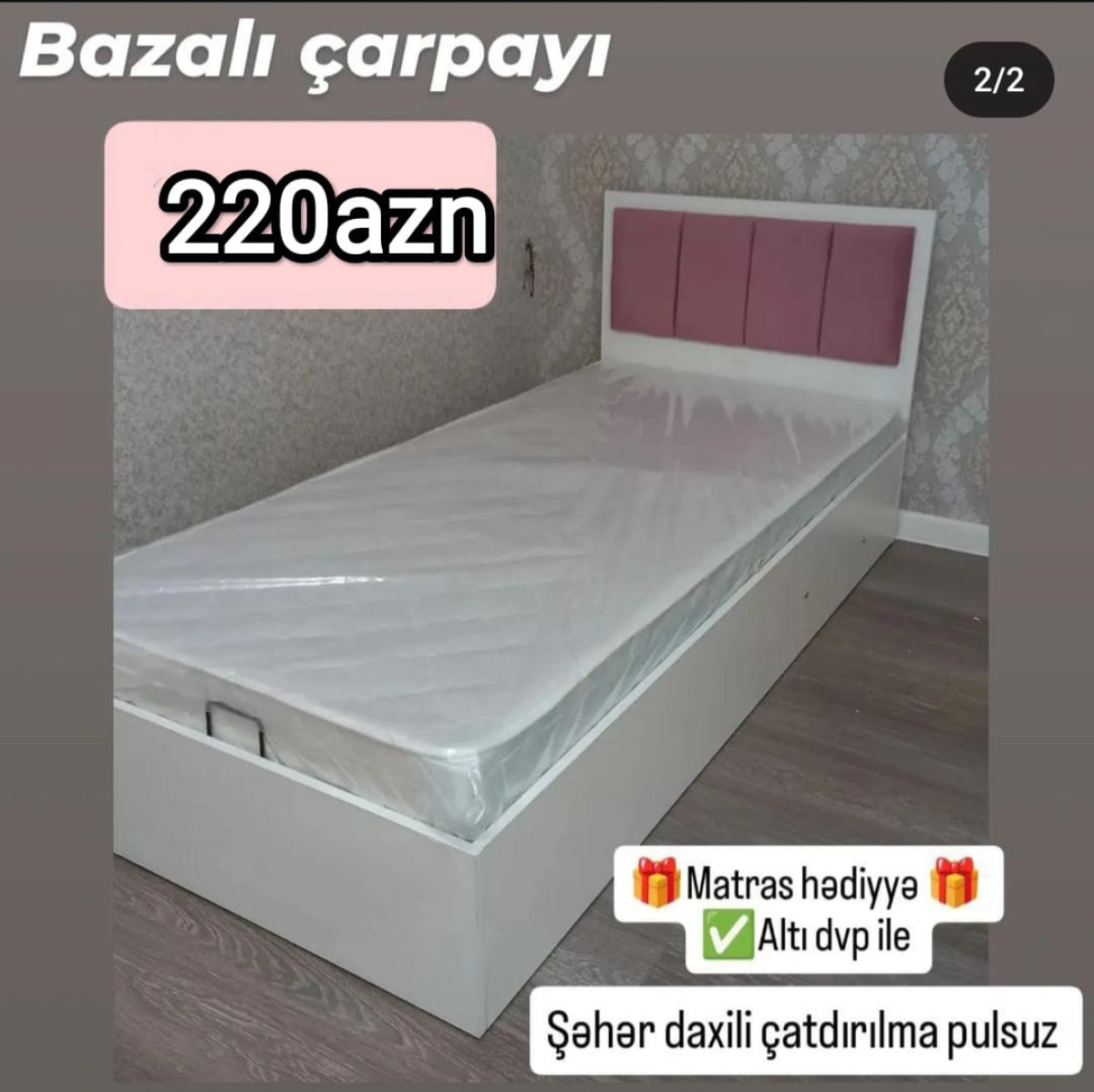 Bazalı çarpayı Bazalı çarpayı Sifarişlə hazırlanır Rəng seçimi var Matras