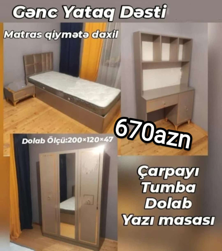 Gənc Yataq dəsti Sifarişlə hazırlanır Rəng seçimi var