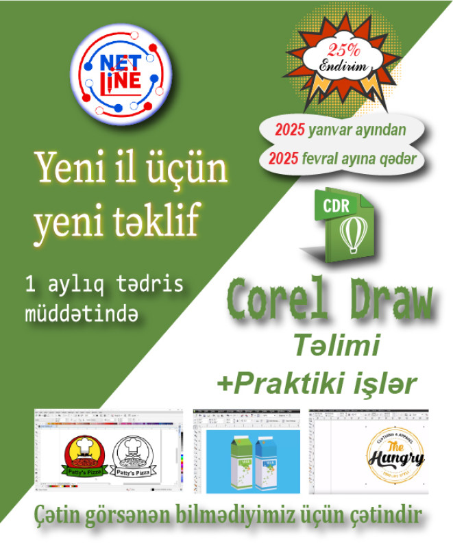 Qrafik Dizayn, Motion Qrafik Dizayn, Arxitektura və IT Tədrisi "NetLine Academy" Sizləri Peşəkar Təlimçi tərəfindən