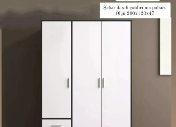 3Qapili şkaf Sifarişlə hazırlanır Rəng seçimi var Ölçü