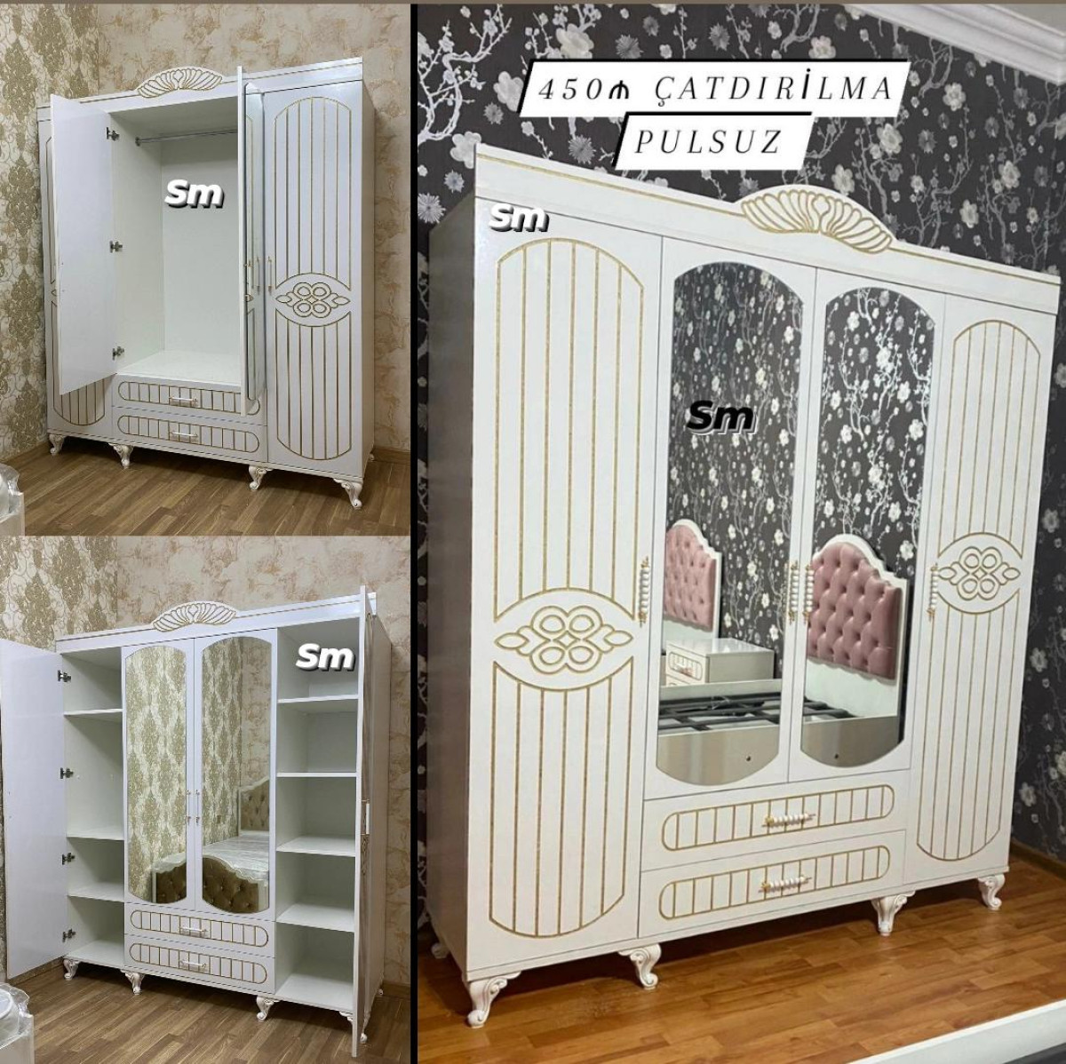 Paltar dolabı sifarişle hazırlanır *4 Qapili Dolab şeher içi çatdırilma pulsuz qiymət 450azn*