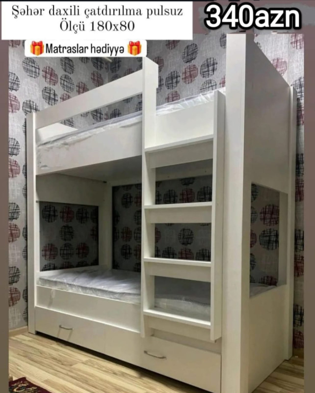 İkimərtəbəli çarpayı Sifarişlə hazırlanır Rəng seçimi var