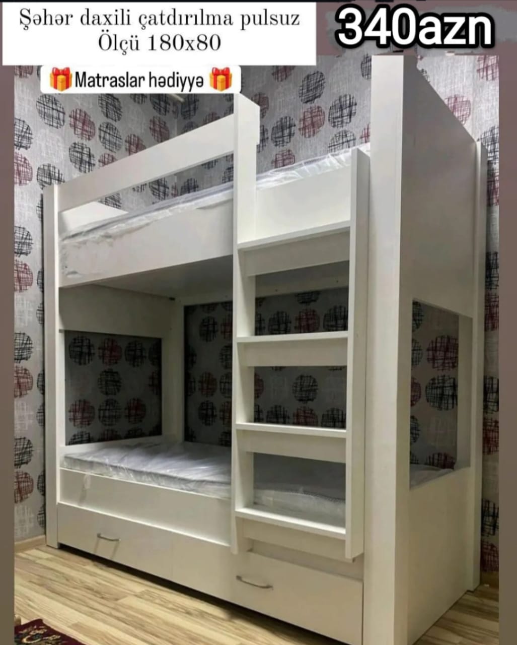 İkimərtəbəli çarpayı Sifarişlə hazırlanır Rəng seçimi var