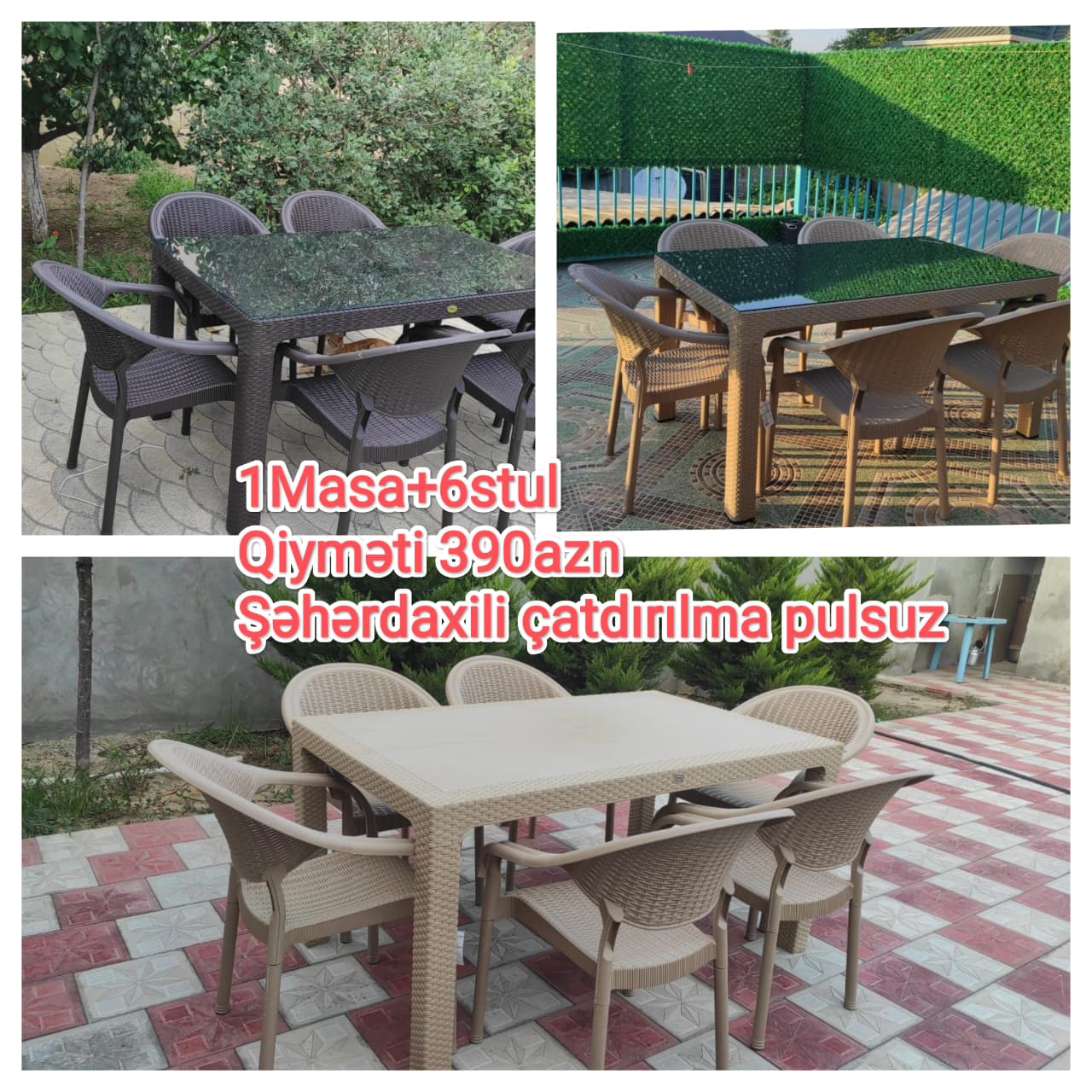 Plastik stol stul Türkiyə istehsalı 1Masa 6stul Anbardan