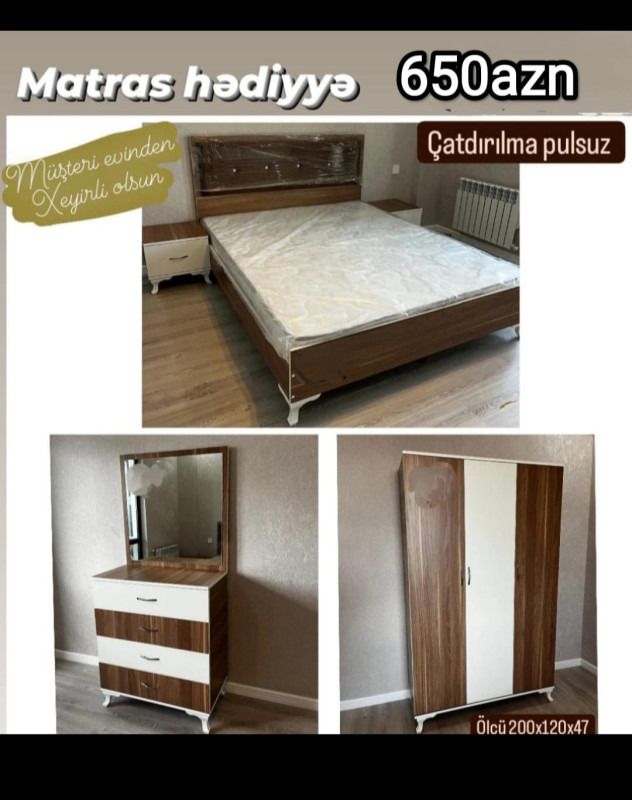Yataq dəsti Sifarişlə hazırlanır Rəng seçimi var Matras